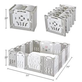 img 2 attached to 👶 Детский забор Albott Baby Kid Playpen: 18-панельный складной игровой двор для безопасности в помещении/на открытом воздухе - настраиваемая форма, портативный дизайн (серый+белый)