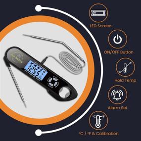 img 3 attached to Versatile Wireless Digital Meat Thermometer: Kitchen Cooking, BBQ, Grill, Candy | Instant Read Probe with Alarm & Backlight - Black