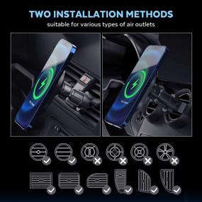 img 1 attached to 15W Fast Charging Magnetic Car Air Vent Mount Wireless Charger 🔌 Phone Holder for iPhone 12/12 mini/12 Pro/12 Pro Max with Mag-Safe Case Compatibility