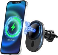 15w fast charging magnetic car air vent mount wireless charger 🔌 phone holder for iphone 12/12 mini/12 pro/12 pro max with mag-safe case compatibility logo