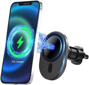 img 4 attached to 15W Fast Charging Magnetic Car Air Vent Mount Wireless Charger 🔌 Phone Holder for iPhone 12/12 mini/12 Pro/12 Pro Max with Mag-Safe Case Compatibility