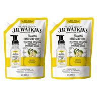 🍋 jr watkins lemon foaming hand soap refill pouch, 2 pack, scented foam hand soap for bathroom or kitchen, usa made & cruelty-free, 28 fl oz logo