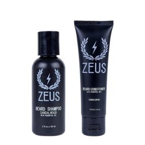 img 4 attached to ZEUS Sandalwood Beard Wash Set – Made in USA – Hydrates, Moisturizes, Relieves Itching & Flaking – Beard Shampoo/Conditioner for Traveling Men