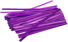 img 4 attached to 💜 1000 Glossy Purple Twist Ties Pack. 4-Inch Bag Ties by Amiff. Foil Coated Twist Ties for Cellophane Bags and Party Bags. Multi-Function Bendable Strong Wire Ties for Gifting.