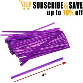 img 2 attached to 💜 1000 Glossy Purple Twist Ties Pack. 4-Inch Bag Ties by Amiff. Foil Coated Twist Ties for Cellophane Bags and Party Bags. Multi-Function Bendable Strong Wire Ties for Gifting.