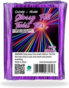 img 3 attached to 💜 1000 Glossy Purple Twist Ties Pack. 4-Inch Bag Ties by Amiff. Foil Coated Twist Ties for Cellophane Bags and Party Bags. Multi-Function Bendable Strong Wire Ties for Gifting.