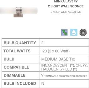 img 1 attached to 🔆 Minka Lavery 4462-84 Reversible Wall Sconce Lighting: Sleek 18"H x 4"W Damp Bath Vanity Fixture in Satin Nickel - Browse Now!