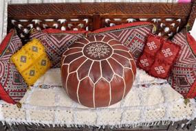 img 2 attached to 🪑 ARTOUARZAZATE Premium Moroccan Leather Pouf Cover: Authentic Dark Brown Foot Stool - 100% Real Natural Leather Ottoman Footstool Hassock - Perfect Home and Wedding Gifts