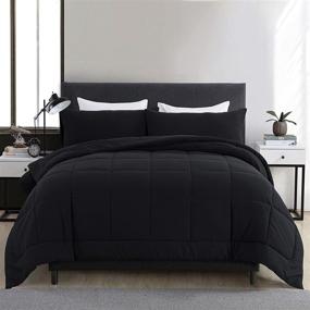 img 4 attached to 🛏️ DOWNCOOL All Season Bedding Comforters & Sets with 2 Pillow Cases: King Size - Lightweight, Noiseless, and Black