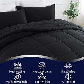 img 2 attached to 🛏️ DOWNCOOL All Season Bedding Comforters & Sets with 2 Pillow Cases: King Size - Lightweight, Noiseless, and Black
