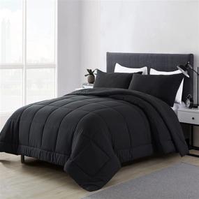 img 3 attached to 🛏️ DOWNCOOL All Season Bedding Comforters & Sets with 2 Pillow Cases: King Size - Lightweight, Noiseless, and Black