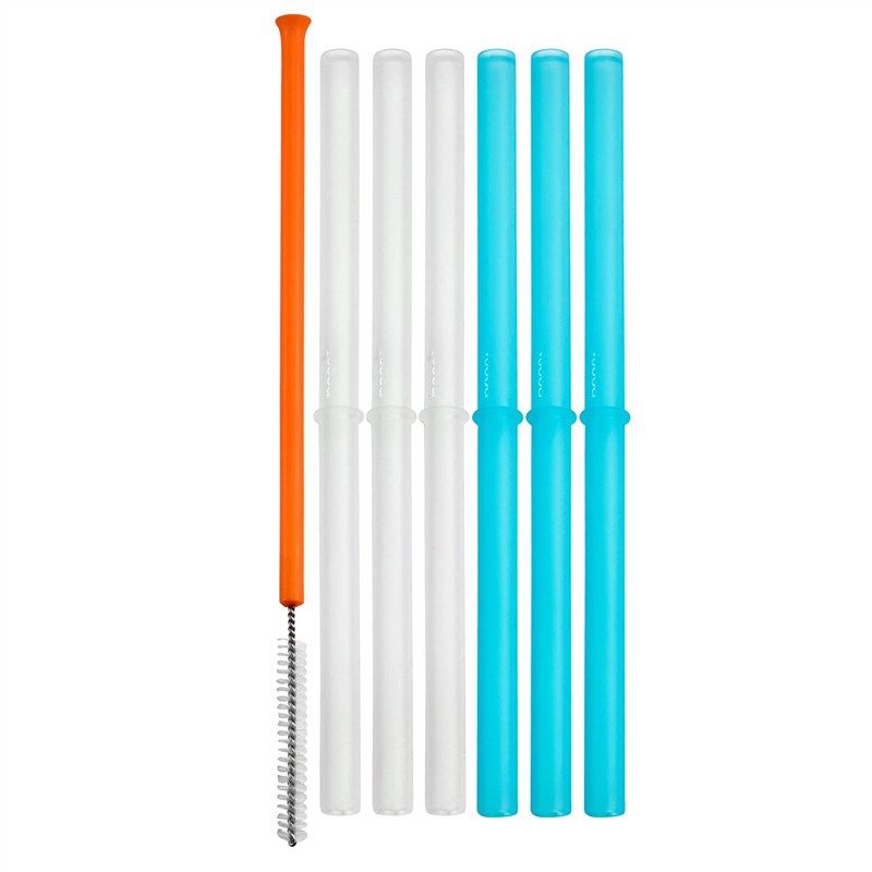 boon snug silicone straws blue 로고