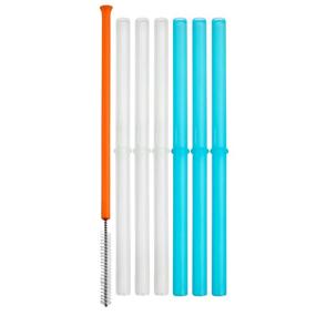 img 4 attached to 🥤 Pack of 6 BPA-Free Silicone Straws with Cleaning Brush by Boon Snug