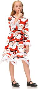 img 2 attached to BesserBay Girls' Christmas Tiered Lace Hem Xmas Midi Dress, Available for Ages 1-10
