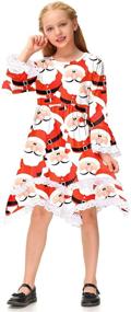 img 3 attached to BesserBay Girls' Christmas Tiered Lace Hem Xmas Midi Dress, Available for Ages 1-10