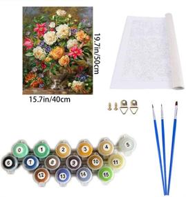 img 1 attached to 🌼 Window Flower Paint by Numbers Kit – DIY Canvas Oil Painting | 16" W x 20" L | For Kids & Adults | Includes Paintbrushes and Acrylic Pigments