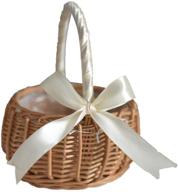 wicker rattan flower basket - handwoven willow with plastic 🌺 insert: perfect wedding flower girl baskets, home garden decor, and candy basket logo