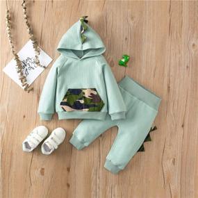 img 3 attached to 🦈 Adorable Gray Shark Hooded Zip Up Sweatshirt + Long Pants Set for Toddler Boys - Fall/Winter Warm Clothes