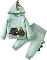 🦈 adorable gray shark hooded zip up sweatshirt + long pants set for toddler boys - fall/winter warm clothes logo