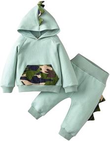 img 4 attached to 🦈 Adorable Gray Shark Hooded Zip Up Sweatshirt + Long Pants Set for Toddler Boys - Fall/Winter Warm Clothes