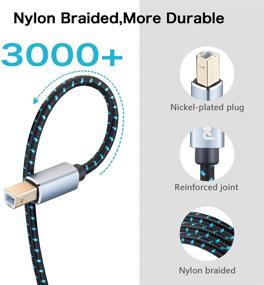 img 2 attached to 🔌 High-Speed 6ft USB Printer Cable - Compatible with Epson, Brother, HP, Canon, Lexmark, Samsung and More - Braided Cord Type A Male to Type B Male Printer Scanner Cable