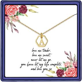 img 4 attached to 📿 MONOZO Hexagon Initial Necklace for Women, 14k Gold Filled Letter Pendant Necklace Dainty Personalized Alphabet 26 Monogram Initial Necklace for Girls - Perfect Jewelry Gift