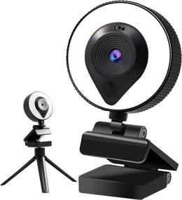 img 4 attached to 🎥 Enhance Your Video Calls and Gaming Experience with the Kuvanspok 2K Streaming Webcam: High Definition, Microphone Ring Light, Tripod, Auto-Focus, 360° Rotation - Plug and Play