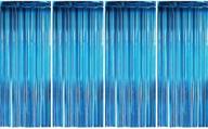 🎉 sumind 4 pack foil curtains metallic fringe curtains shimmer curtain in aquamarine shade for birthday, wedding, party, and christmas decorations logo