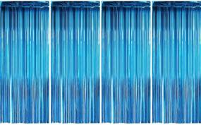 img 4 attached to 🎉 Sumind 4 Pack Foil Curtains Metallic Fringe Curtains Shimmer Curtain in Aquamarine Shade for Birthday, Wedding, Party, and Christmas Decorations