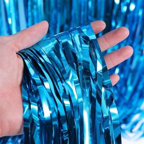 img 2 attached to 🎉 Sumind 4 Pack Foil Curtains Metallic Fringe Curtains Shimmer Curtain in Aquamarine Shade for Birthday, Wedding, Party, and Christmas Decorations