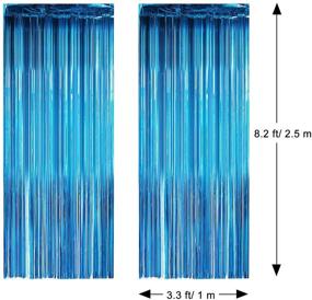 img 3 attached to 🎉 Sumind 4 Pack Foil Curtains Metallic Fringe Curtains Shimmer Curtain in Aquamarine Shade for Birthday, Wedding, Party, and Christmas Decorations