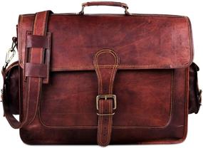 img 2 attached to 👜 Premium 18 Inch Leather Laptop Bag for Men: Ultimate Vintage Briefcase or Messenger Bag with Padding - Hulsh's Finest Collection