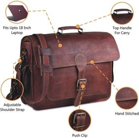 img 3 attached to 👜 Premium 18 Inch Leather Laptop Bag for Men: Ultimate Vintage Briefcase or Messenger Bag with Padding - Hulsh's Finest Collection