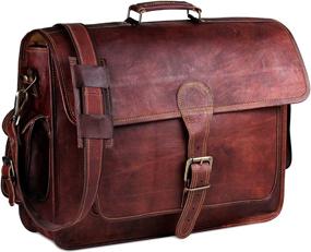 img 4 attached to 👜 Premium 18 Inch Leather Laptop Bag for Men: Ultimate Vintage Briefcase or Messenger Bag with Padding - Hulsh's Finest Collection