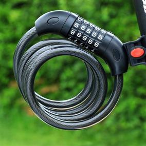 img 2 attached to High Security Bike Lock: 5-Digit Resettable Combination Coiling Cable Lock for Outdoor Bicycles (Black)