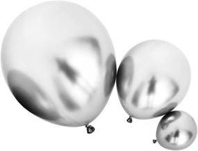 img 3 attached to 🎈 75-Piece Assortment of Metallic Silver Latex Balloons in Various Sizes (18/12/5 Inch) for Silver Birthday and Baby Shower Decorations - Chrome Balloons