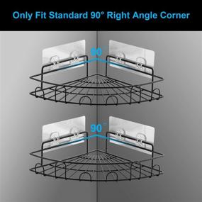 img 1 attached to 2-Pack Corner Shower Caddy - Wall Mounted Rustproof Bathroom Shelf with Traceless Adhesive (No Drilling) 🛁 - Storage Organizer for Toilet, Bathroom, and Kitchen - Designed for 90 Degrees Right Angle - Black