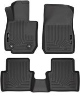 🚗 premium black floor mats by husky liners - specifically designed for mazda cx-3 (2016-19) - weatherbeater protection for front & 2nd seat logo