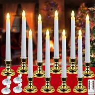 🕯️ set of 10 flameless battery operated led ivory taper christmas window candles with daily timer - west bay collection. includes removable gold candle stands, 4 suction cups, and flickering candles in gold логотип