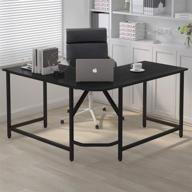 🖥️ h&a l-shaped desk home office corner computer desk pc laptop solid support (55"x55", black color) logo