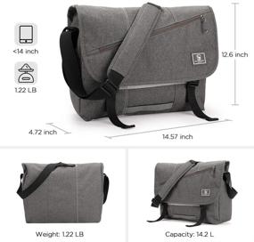 img 3 attached to OIWAS Messenger Bag For Women - Canvas 14 Inch Laptop Satchel Computer Briefcase Mens Crossbody Bag School Backpack