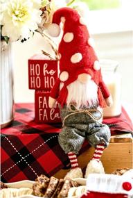 img 3 attached to 🎅 Mud Pie Pants Xmas Dangle Leg Gnome, Red - 9" x 4" - Festive Christmas Decor