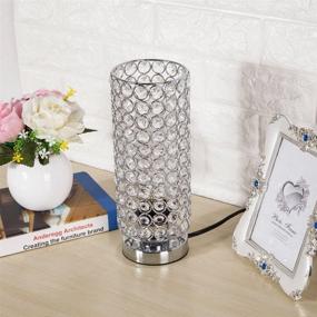 img 2 attached to 💎 ZEEFO Crystal Table Lamp - Stylish Nightstand Decor, Desk Lamp, Bedroom Illumination, Living Room Lighting, Kitchen & Dining Room Accent (Silver)