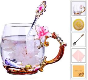 img 4 attached to 🌸 Exquisite Flower Handmade Coffee Glass for Loving Mothers