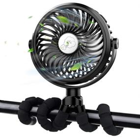 img 4 attached to 🌬️ FITA Stroller Fan: USB Rechargeable Handheld Mini Fan with Tripod & LED Lights - 3 Speed Settings, Ideal for Bike, Baby Stroller, Car Seat, Office (Black)