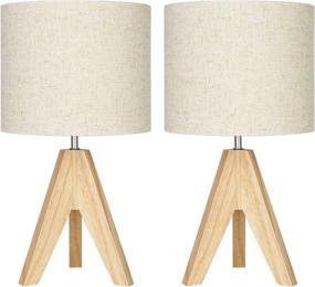 img 4 attached to 🌟 Dewenwils Tripod Table Lamp with Linen Fabric Shade - Set of 2, Small Nightstand Lamp for Nursery, Bedroom, Kids Room, Side Table, Reading Desk - 14.2 inches