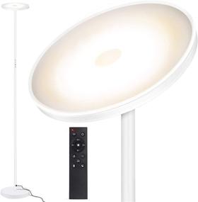 img 4 attached to 💡 Modern LED Torchiere Floor Lamp, Outon, 30W 2400LM, Tall Standing Lamp with 4 Color Temperatures, Stepless Dimmable, Remote and Touch Control, 1 Hour Timer, for Living Room Bedroom, White