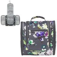 🌸 packing essentials: pavilia hanging travel toiletry bag for women and men - floral grey - neatly organize your cosmetics, makeup, and toiletries on the go! logo