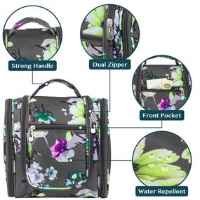 img 2 attached to 🌸 Packing Essentials: PAVILIA Hanging Travel Toiletry Bag for Women and Men - Floral Grey - Neatly Organize Your Cosmetics, Makeup, and Toiletries on the Go!