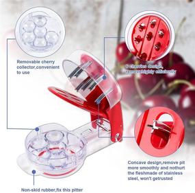 img 3 attached to 🍒 FSCEPIXI Cherry Pitter: Efficient 6 Cherries Pitter Remover for Making Cherry Pie and Jam, with Lock & Juice Container - Red